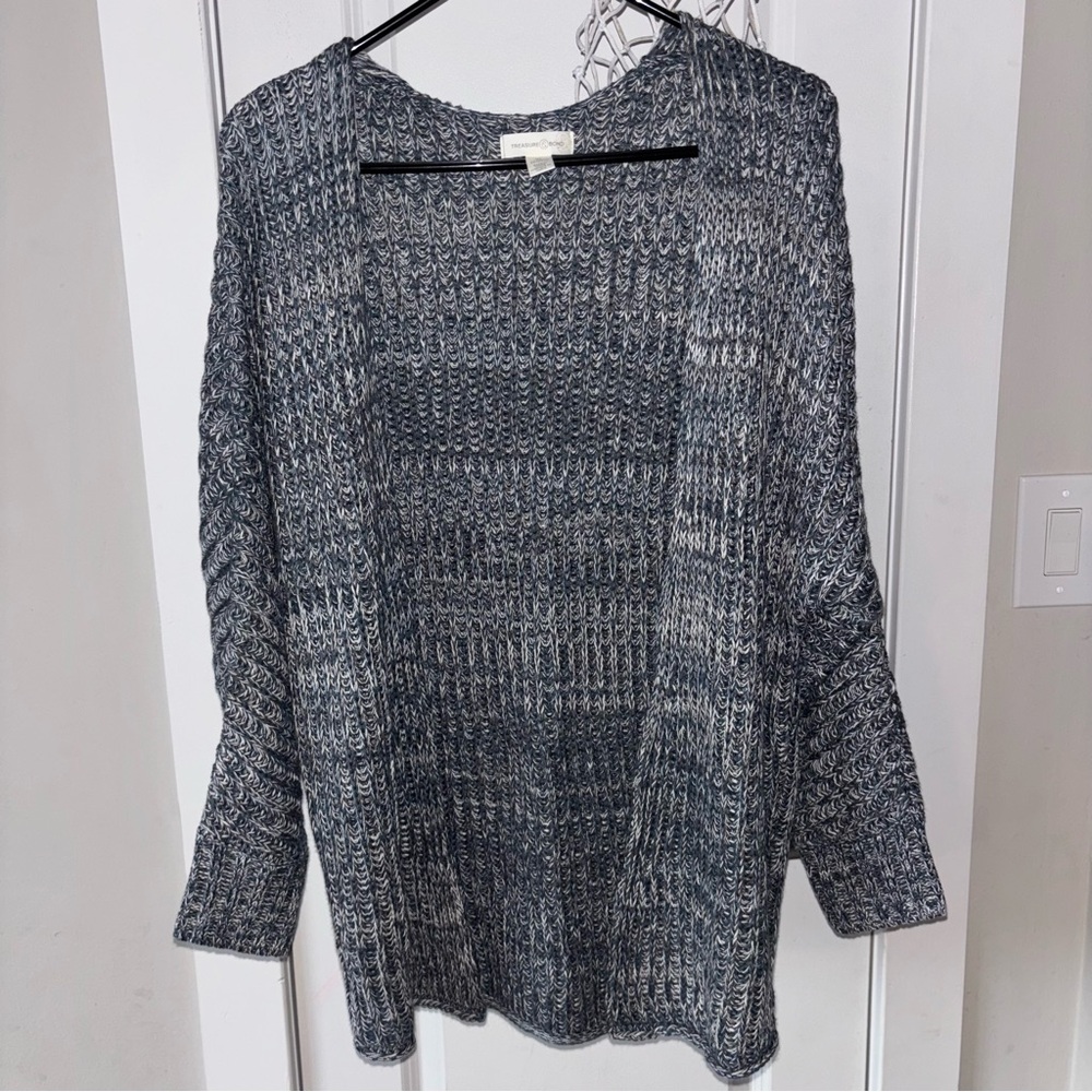 Treasure & Bond Women’s Gray Marled Open Front Long Sleeve Cardigan Sz XL(14/16)